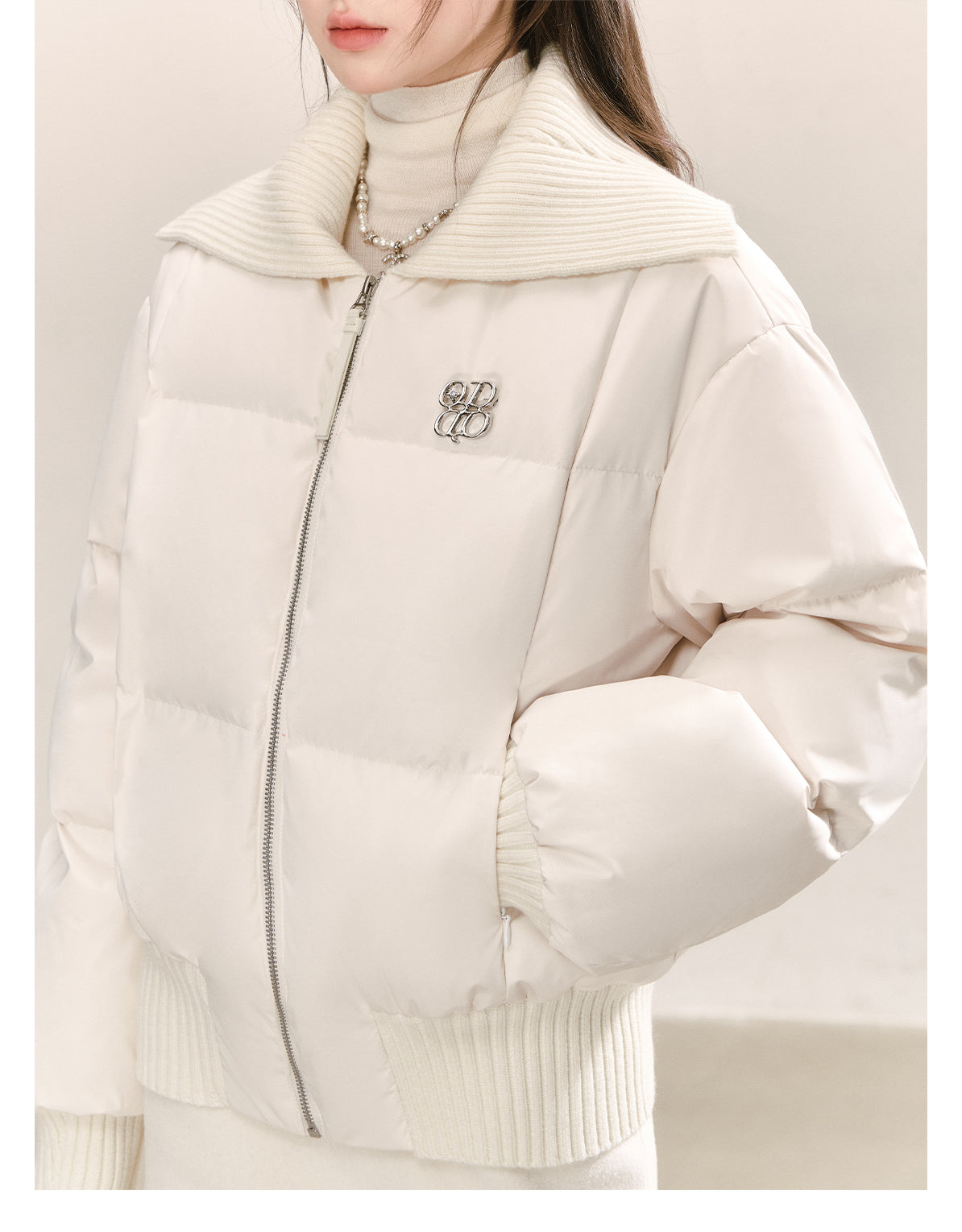 QDQD Korean style design, lapel, white short down jacket, winter style, 90% white down, thick and warm women's coat.