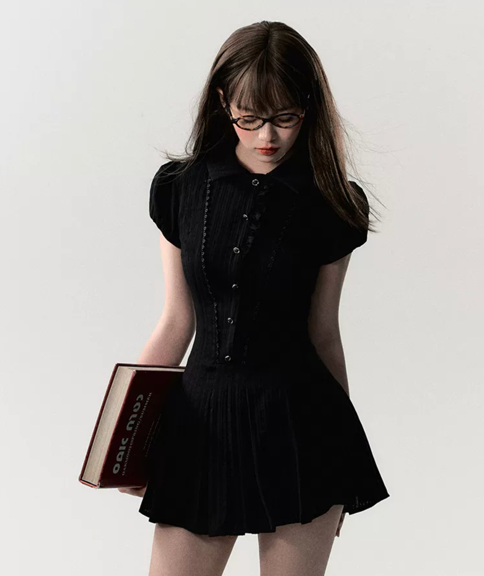 OAKMOO "Waiting for you after class" dress, A-line skirt, short-sleeved shirt dress, work/student style