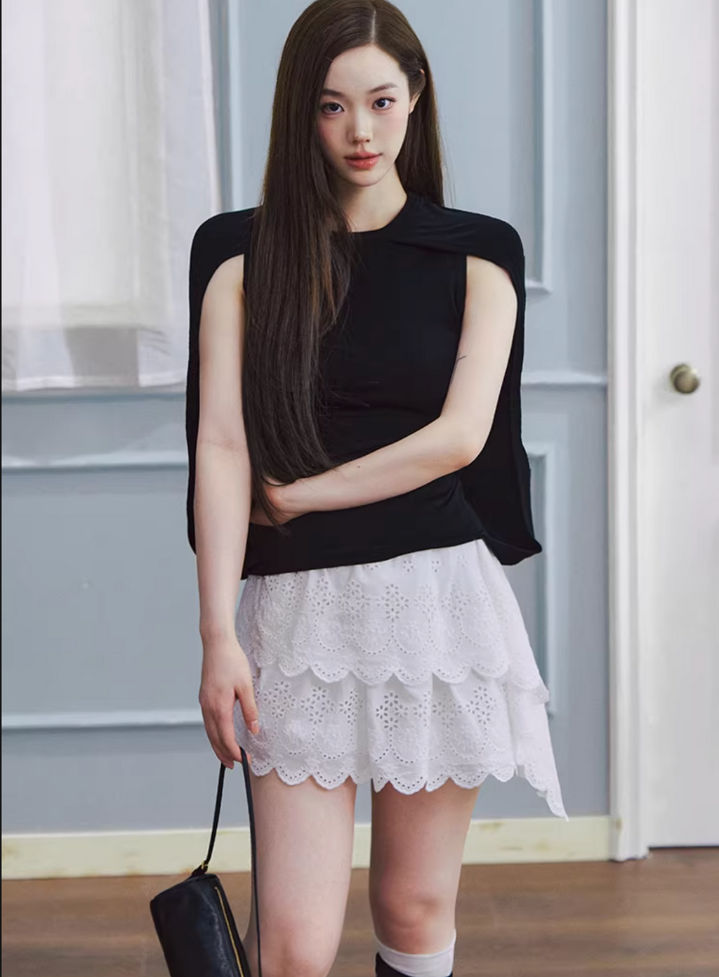 LaluneDuCiel Knitted sleeveless jacket with minimalist design, flexible artistic patterns from Lyocell material