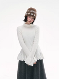 CANSTOREGIRLS New winter product "Sweet Cloud Soft Pleats" from Canned Goods Store - Plain colored turtleneck knitted t-shirt.
