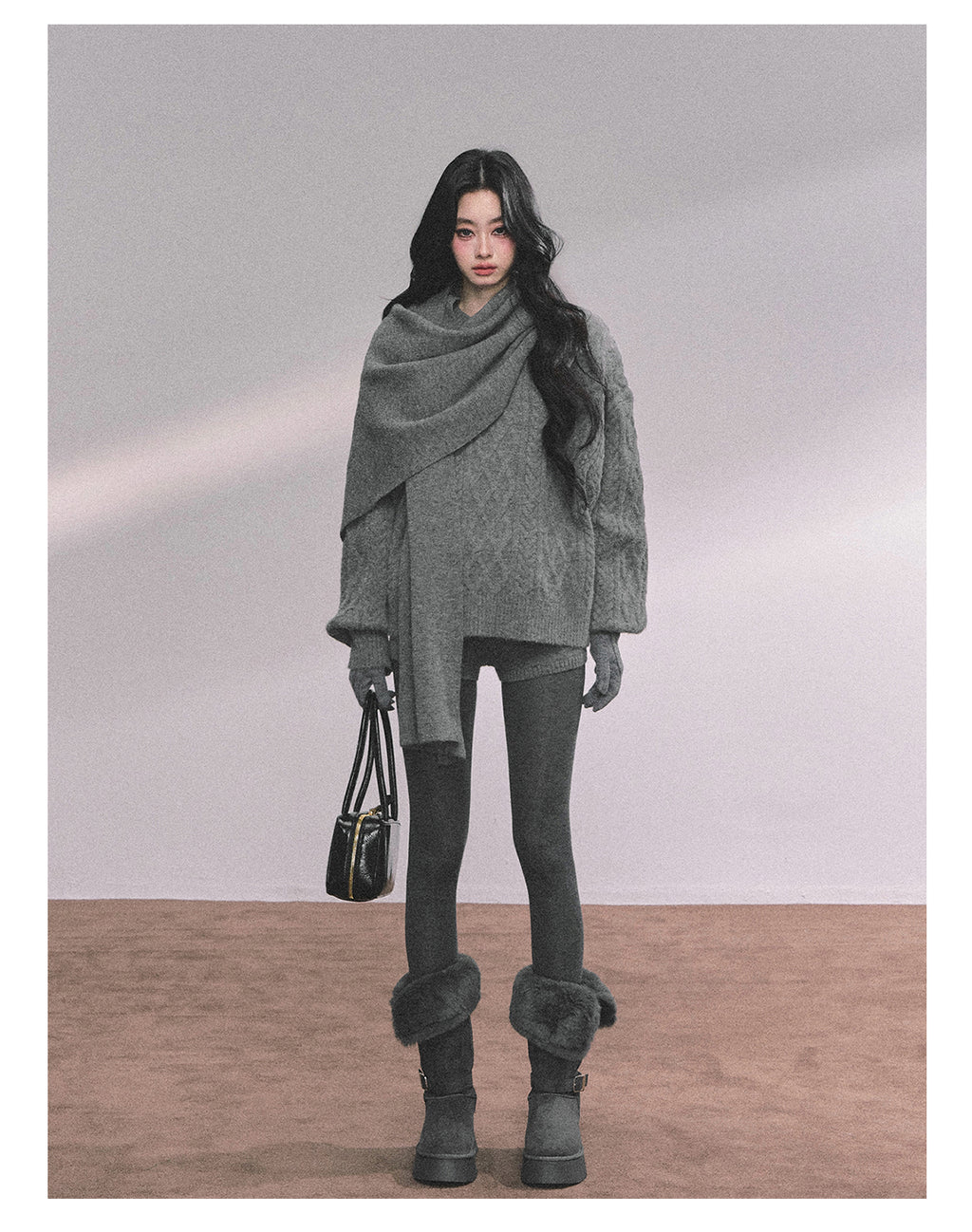 SHAOYEYAN Women's Korean Style "Zurich Student" Winter Cable Knitted Sweater Three-piece Set