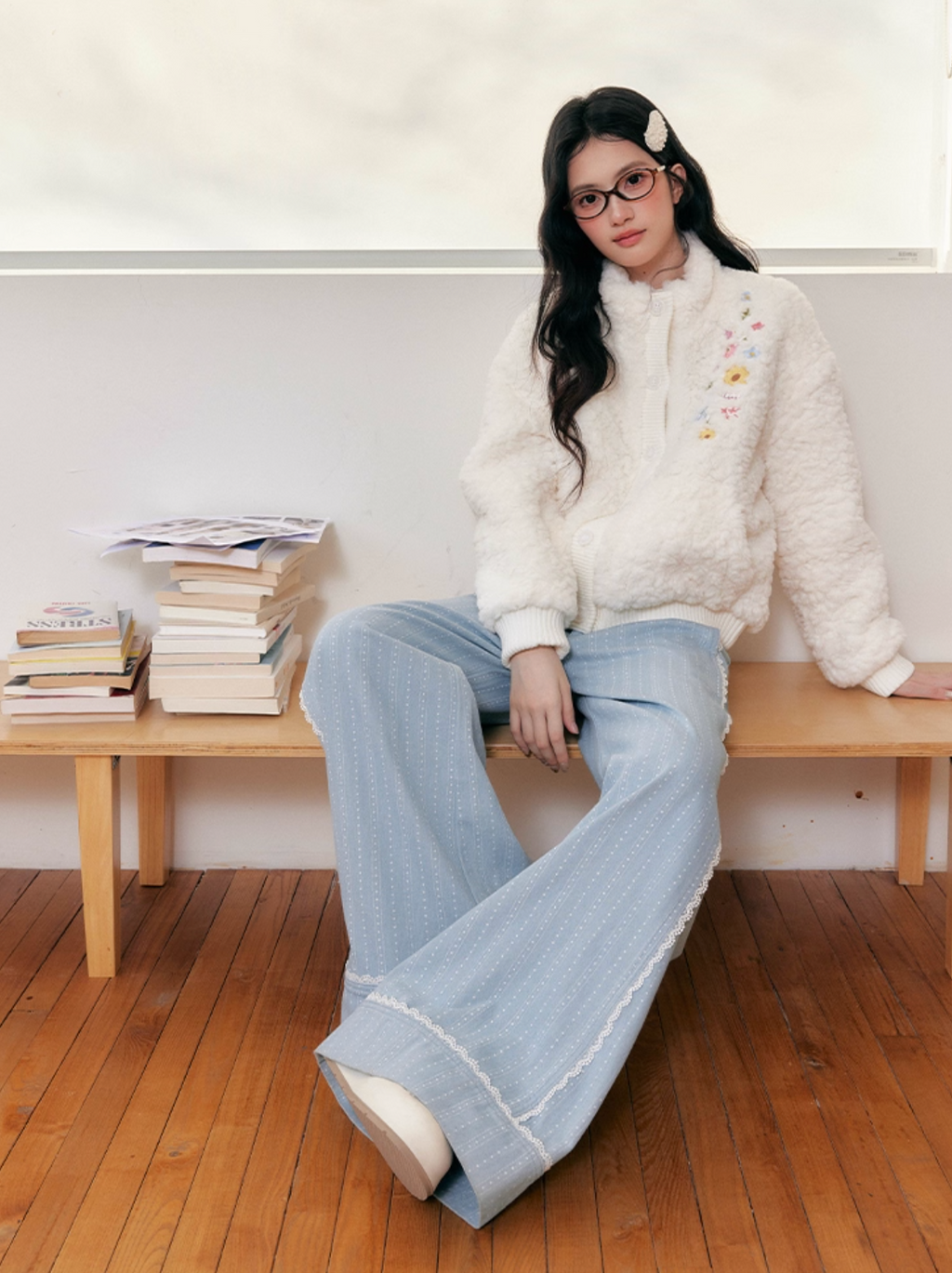 UMOUMO Warm and versatile embroidered stand collar quilted jacket by umoumo