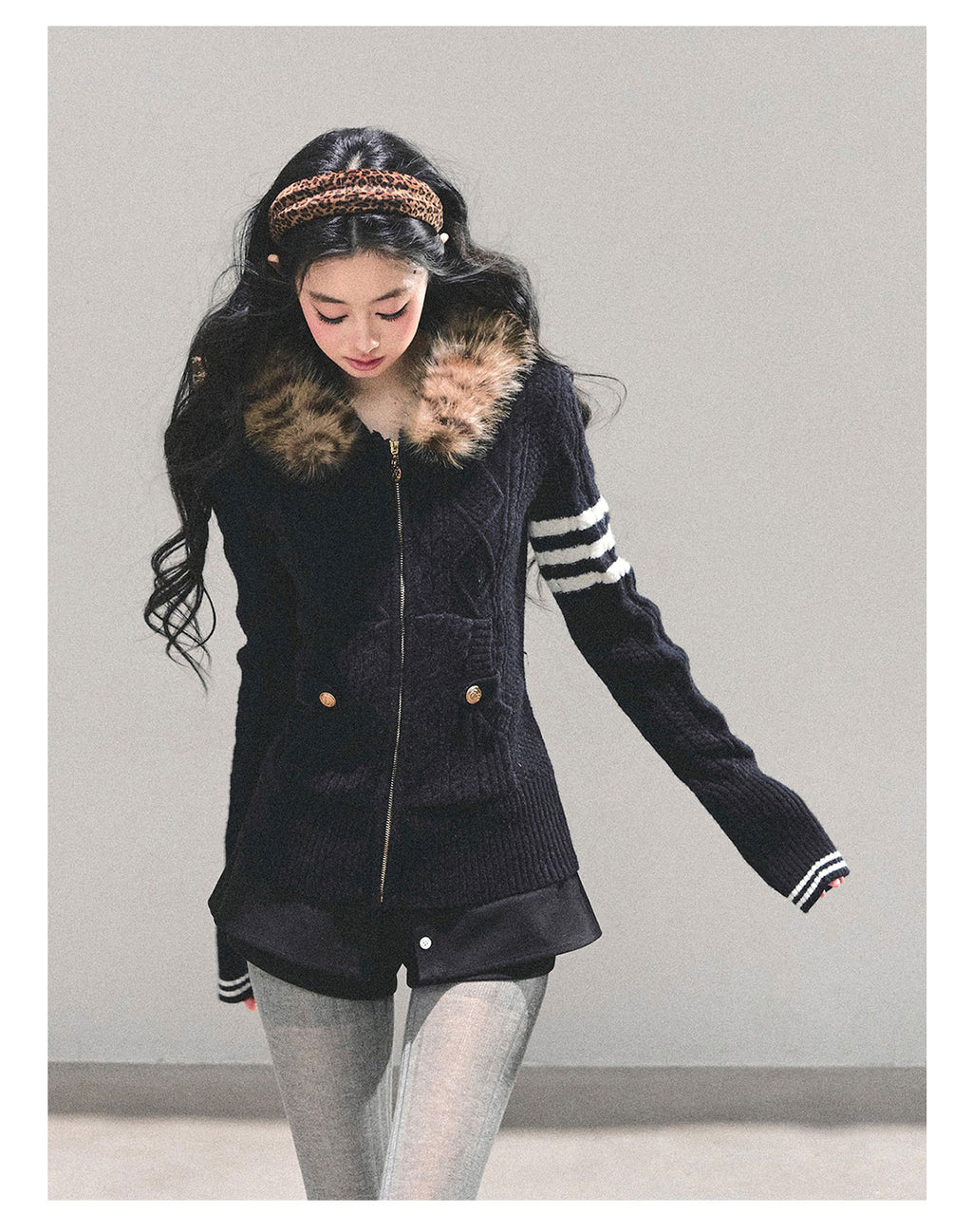 SHAOYEYAN "Only she wentby" - Women's winter American style hooded long sleeve cardigan sweater