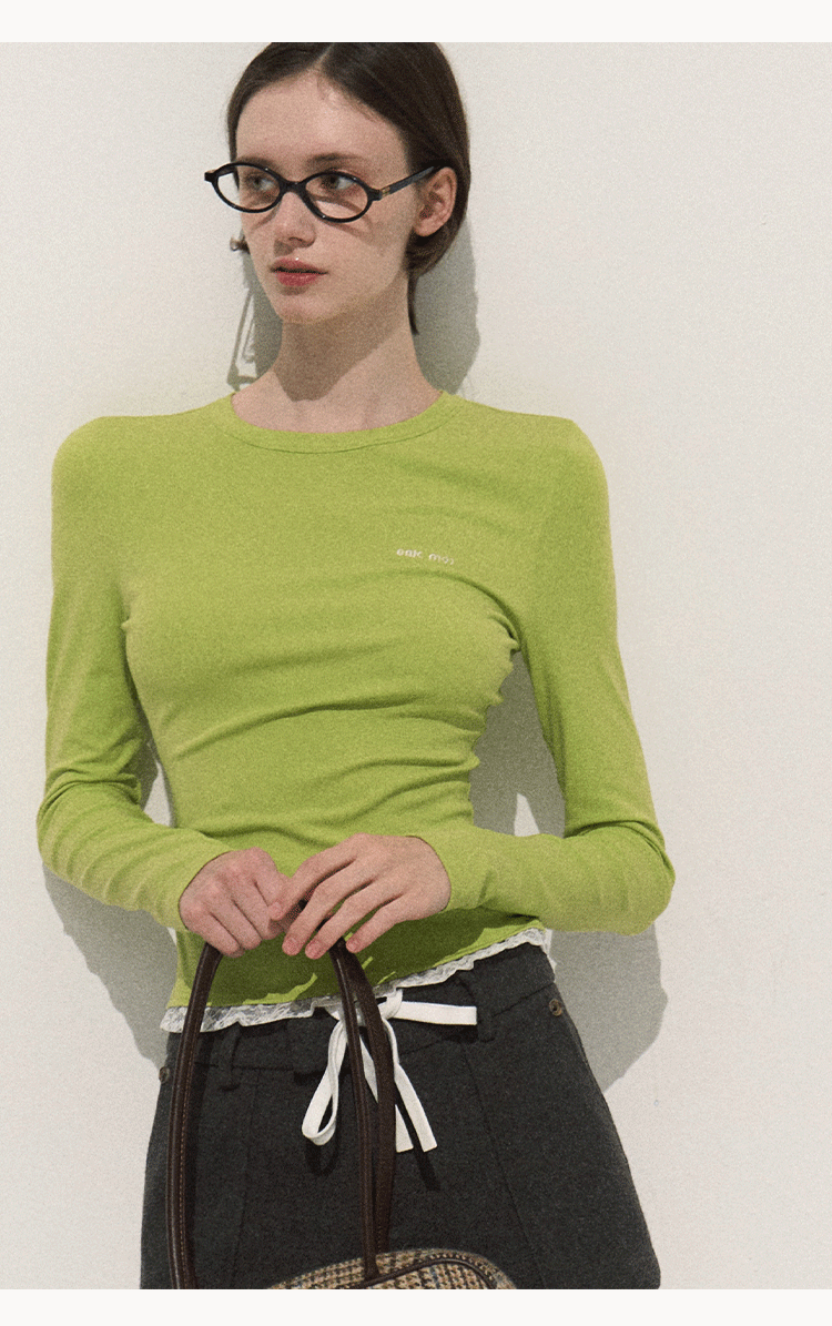 OAKMOO Elastic waistband lace long sleeve T-shirt OAKMOO/"See Yourself and Good Weather" (Sale)