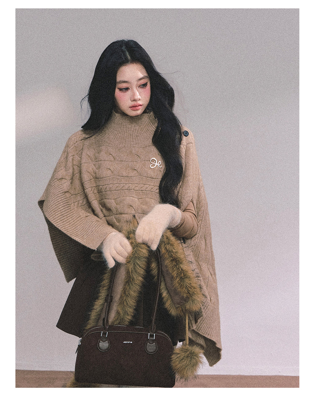 Shaoyeyan Women's Autumn Winter French Style High-end Knitted Wool Coat Loose Fit