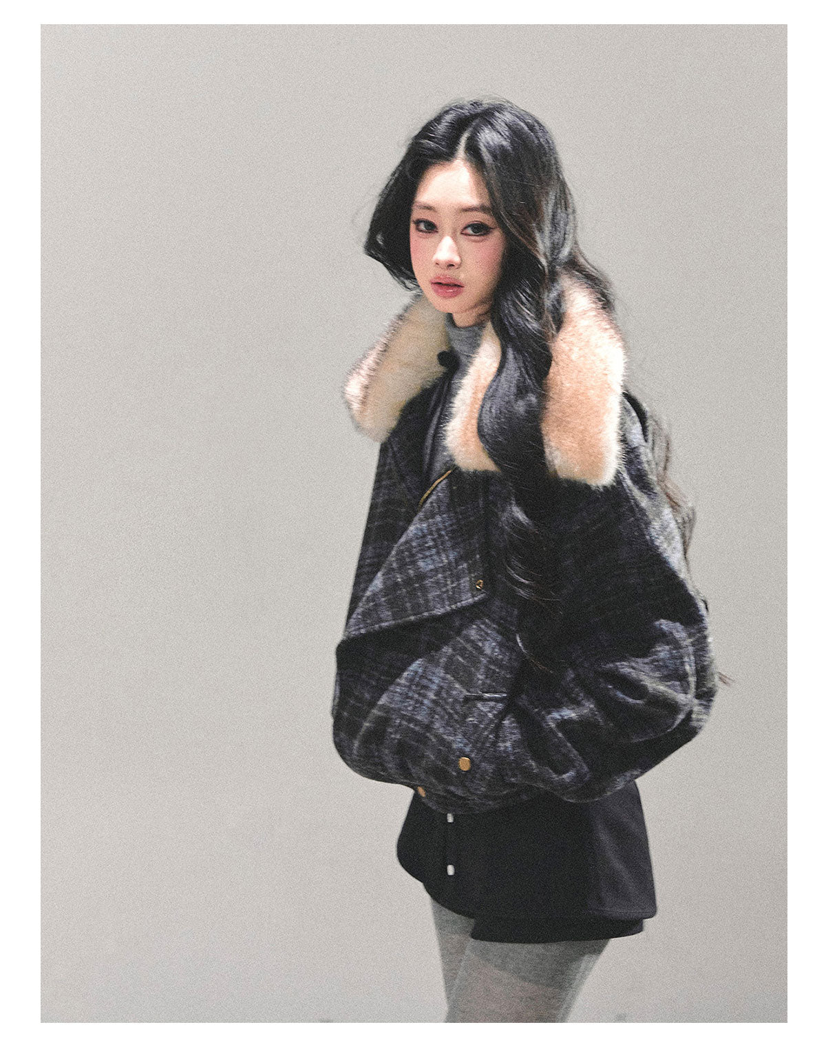 SHAOYEYAN Aomalm Women's Hepburn "She's Not as Dazzling as Fireworks" Thick Plaid Quilted Coat Winter Loose Coat