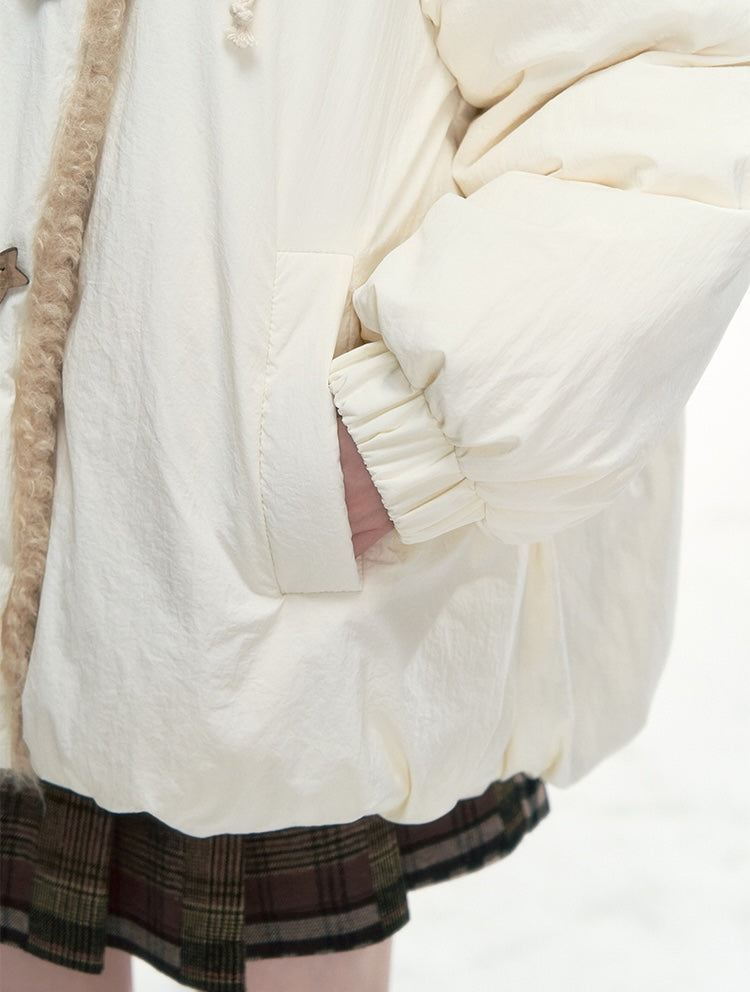 CANSTOREGIRLS 'Rongjian Xingtui' Canned Food Store winter thick warm white bud collar down jacket 90 new