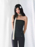 WEEKENDHUB American style strapless plaid star print top for women, new 2026 model, delicate little bra to wear under.