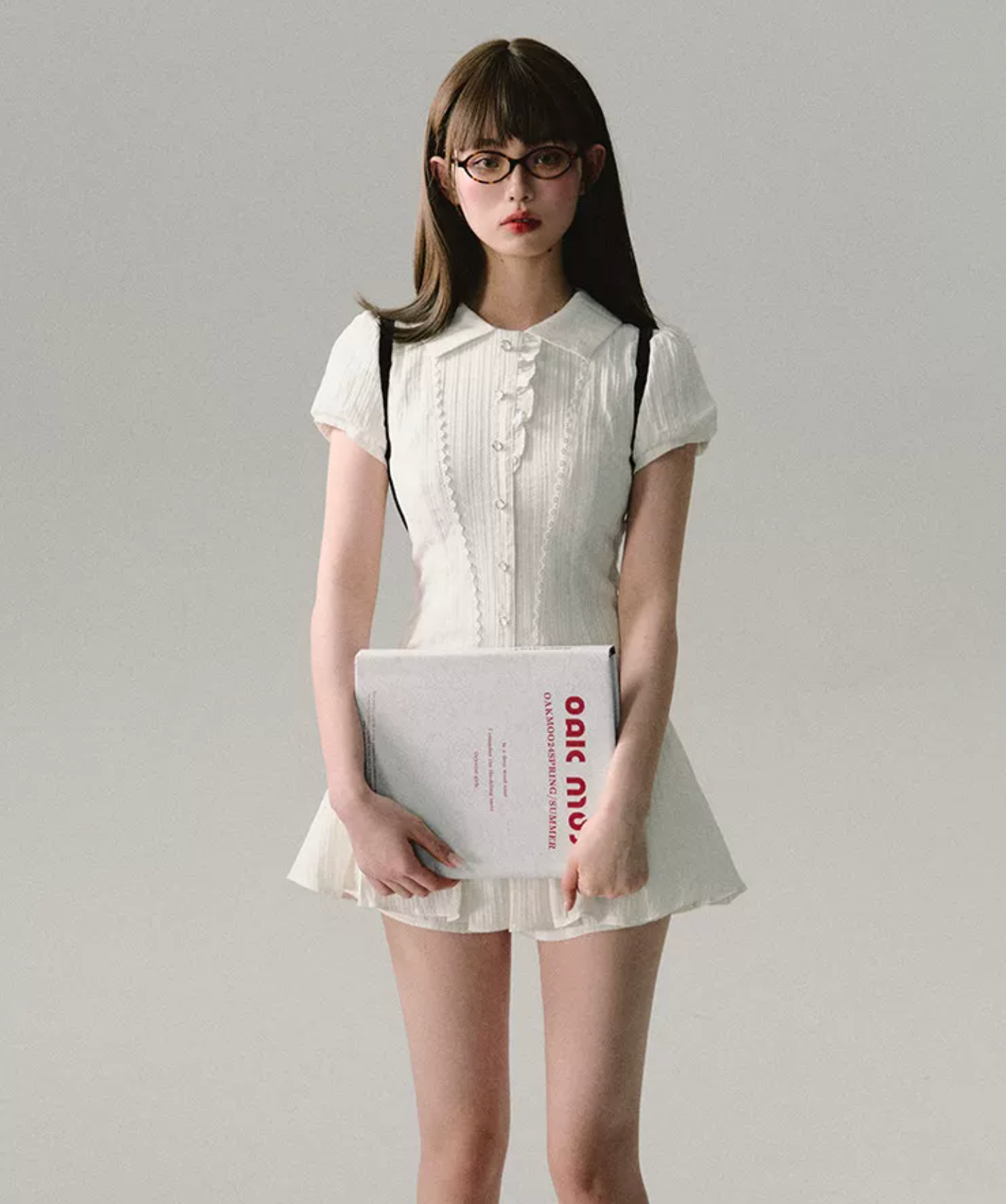 OAKMOO "Waiting for you after class" dress, A-line skirt, short-sleeved shirt dress, work/student style