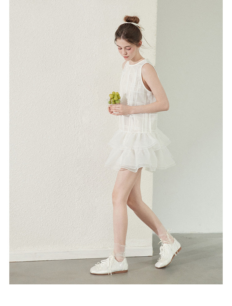 "Moon Swing" Ballet-style vest dress, organza fabric, fried cake tutu summer dress, Callmelater