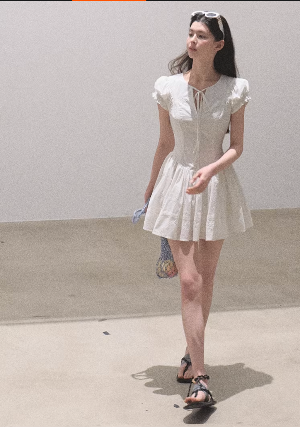 OAKMOO / "When You Love" 100% cotton French-style dress, fitted waist, embroidered pattern.