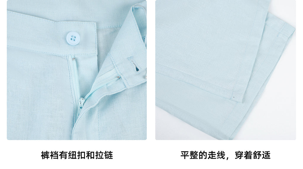 A loose and cool linen shirt and wide-leg pants set for women, perfect for a summer resort style in 2025. BEARUN SWIM
