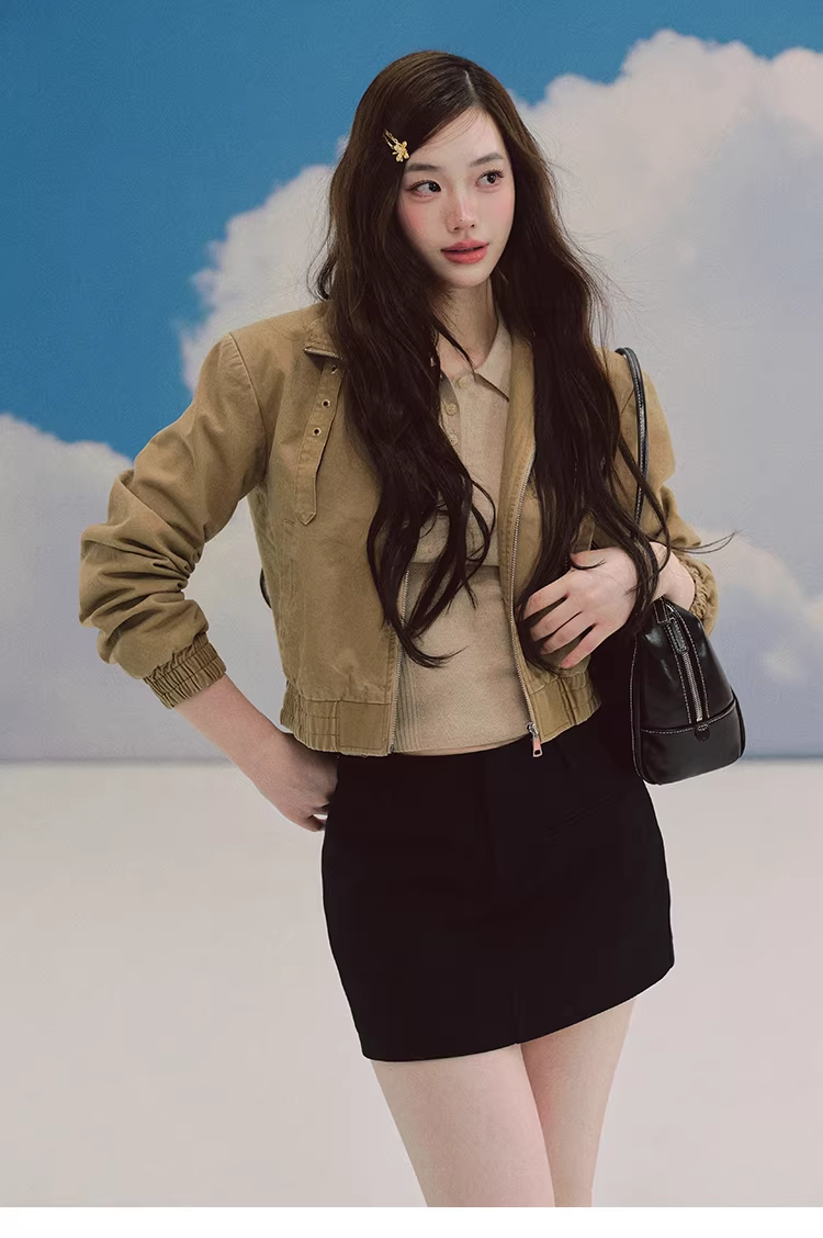 LaluneDuCiel Women's Wild Growth pure cotton retro slim-fit jacket, padded shoulders and shoulders, cotton.