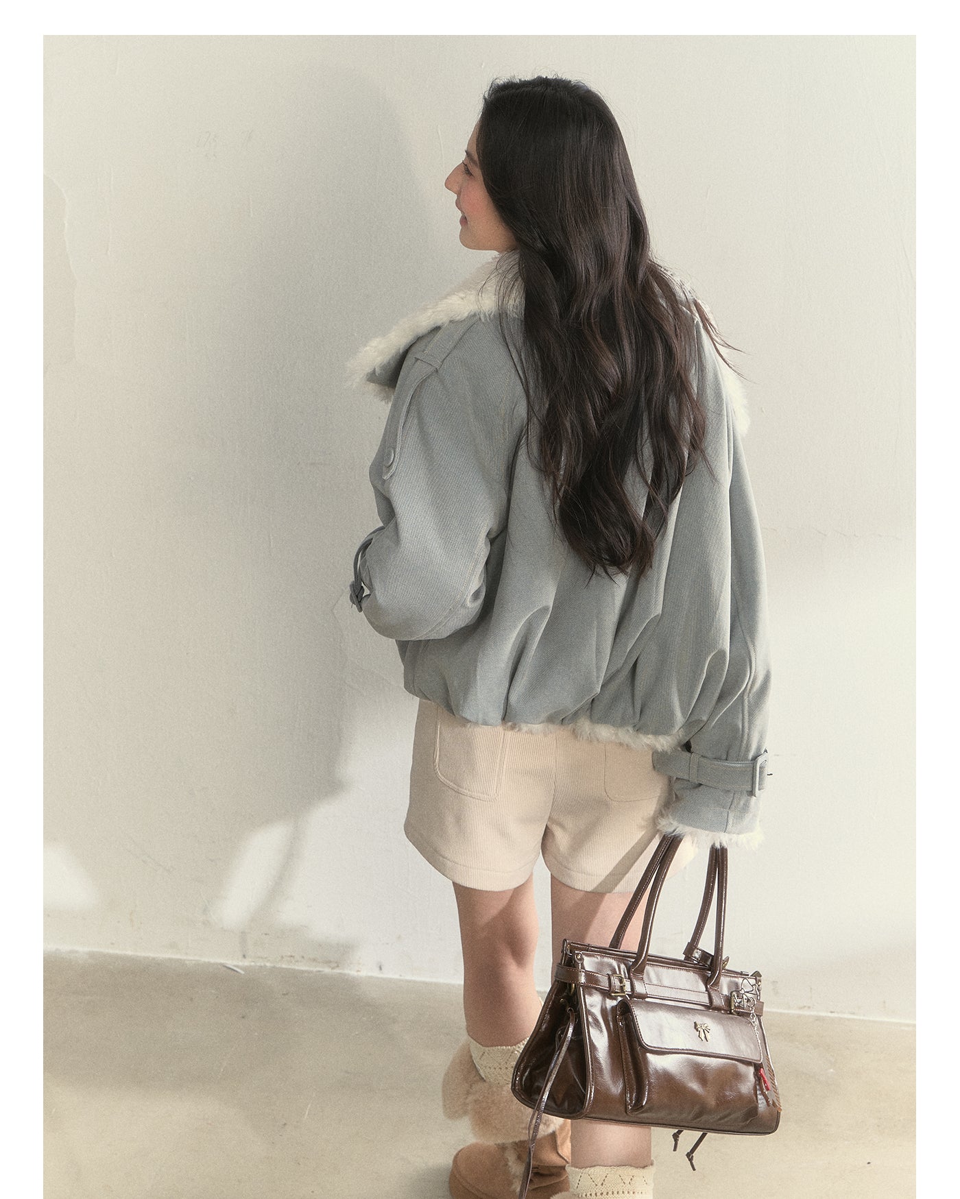 SUNSET PARK "Warm Winter Oak Forest" Soft Double-Breasted Fleece Parka