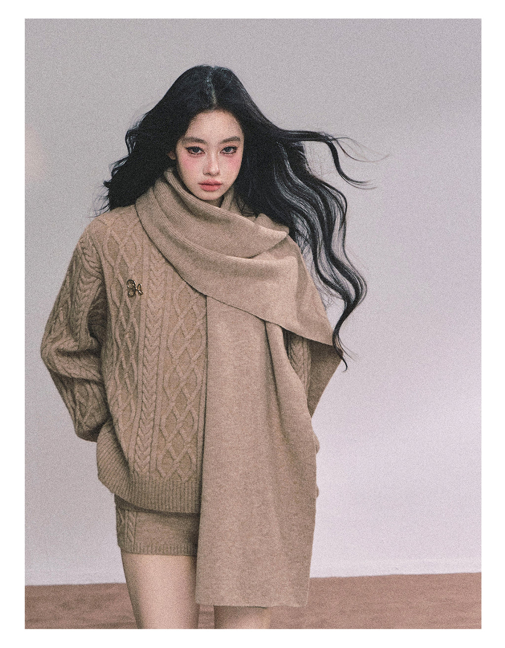 SHAOYEYAN Women's Korean Style "Zurich Student" Winter Cable Knitted Sweater Three-piece Set
