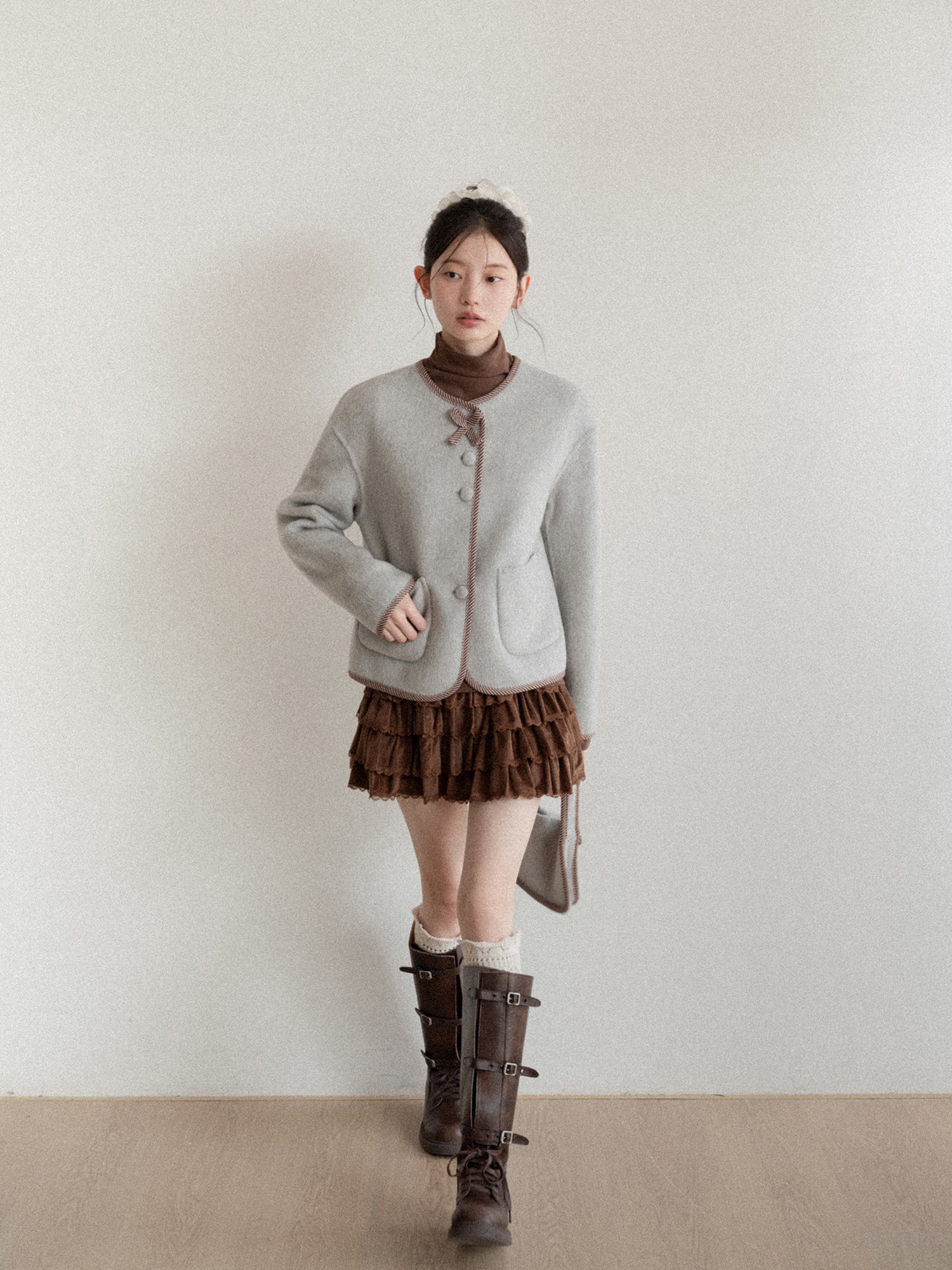 CANTONSTORY Yangcheng Story Korean style 70% wool double-sided wool coat for women winter new sweet (with handbag))