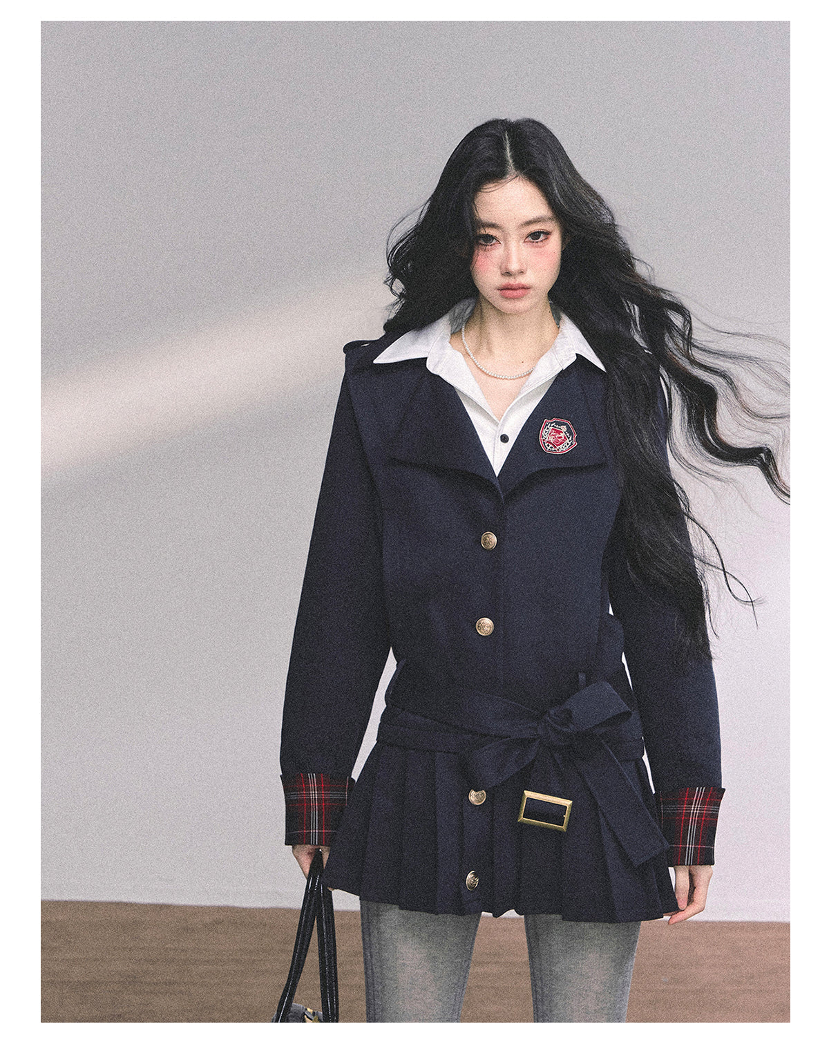 SHAOYEYAN Aomalm Women's "Ivy League Prep" Fake Two-Piece Mini Dress, American College Style Bodycon Autumn Mini Dress