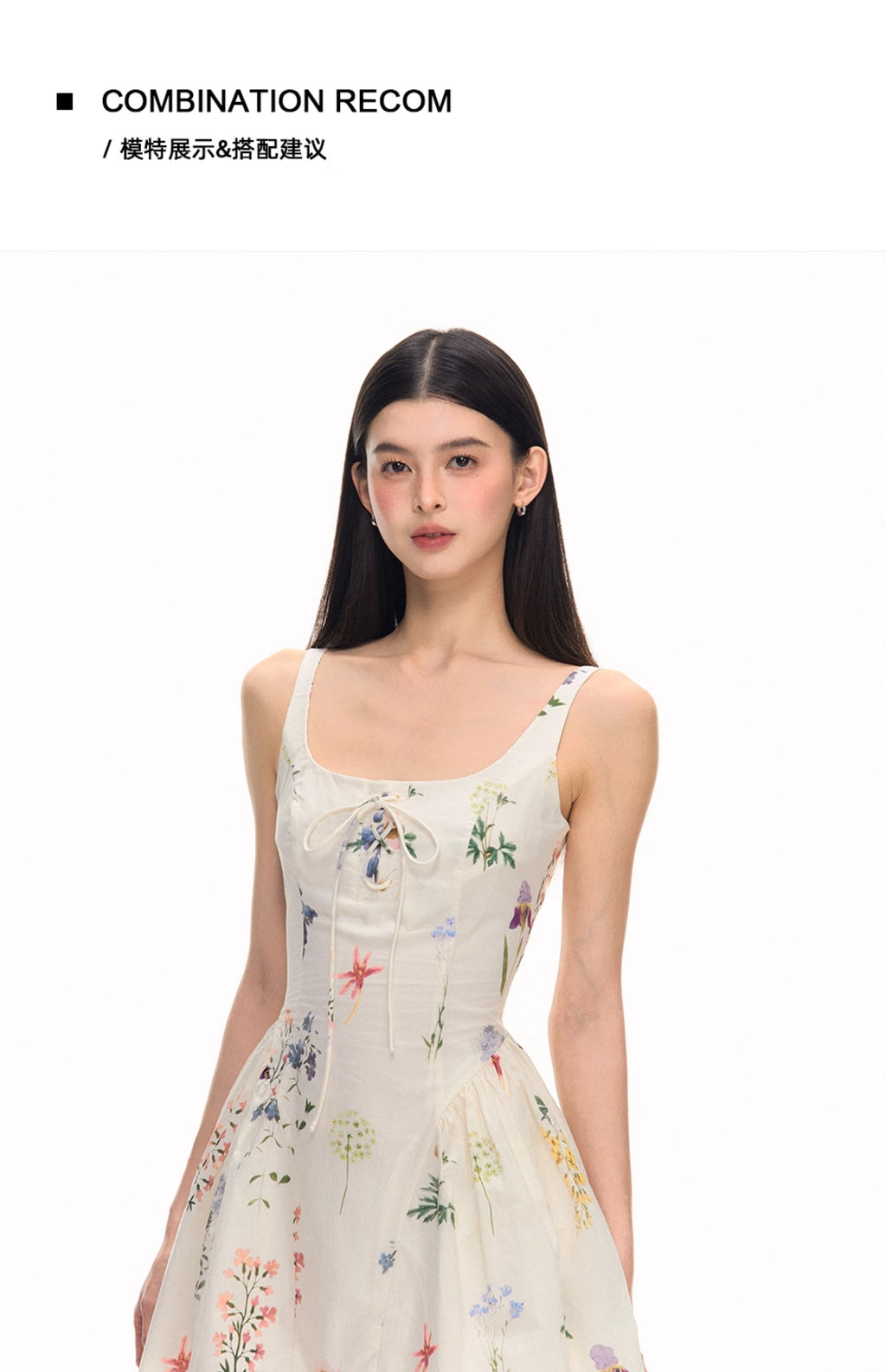 Chunzi women's summer 2025 new white floral dress with belt short skirt