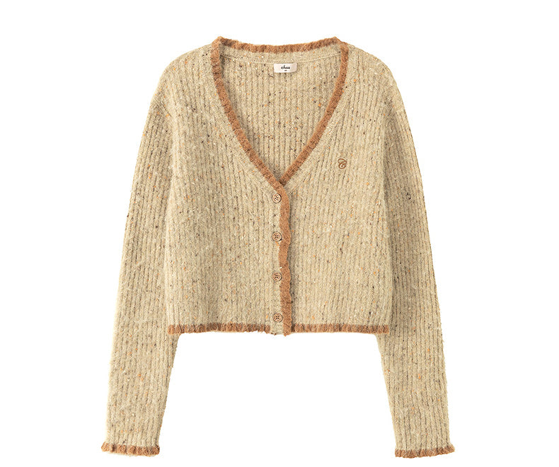 CHUU VネックセーターChuuホットガール女性冬2025新着ファッショナブルなショートカーディガンセーターで年齢を減らす