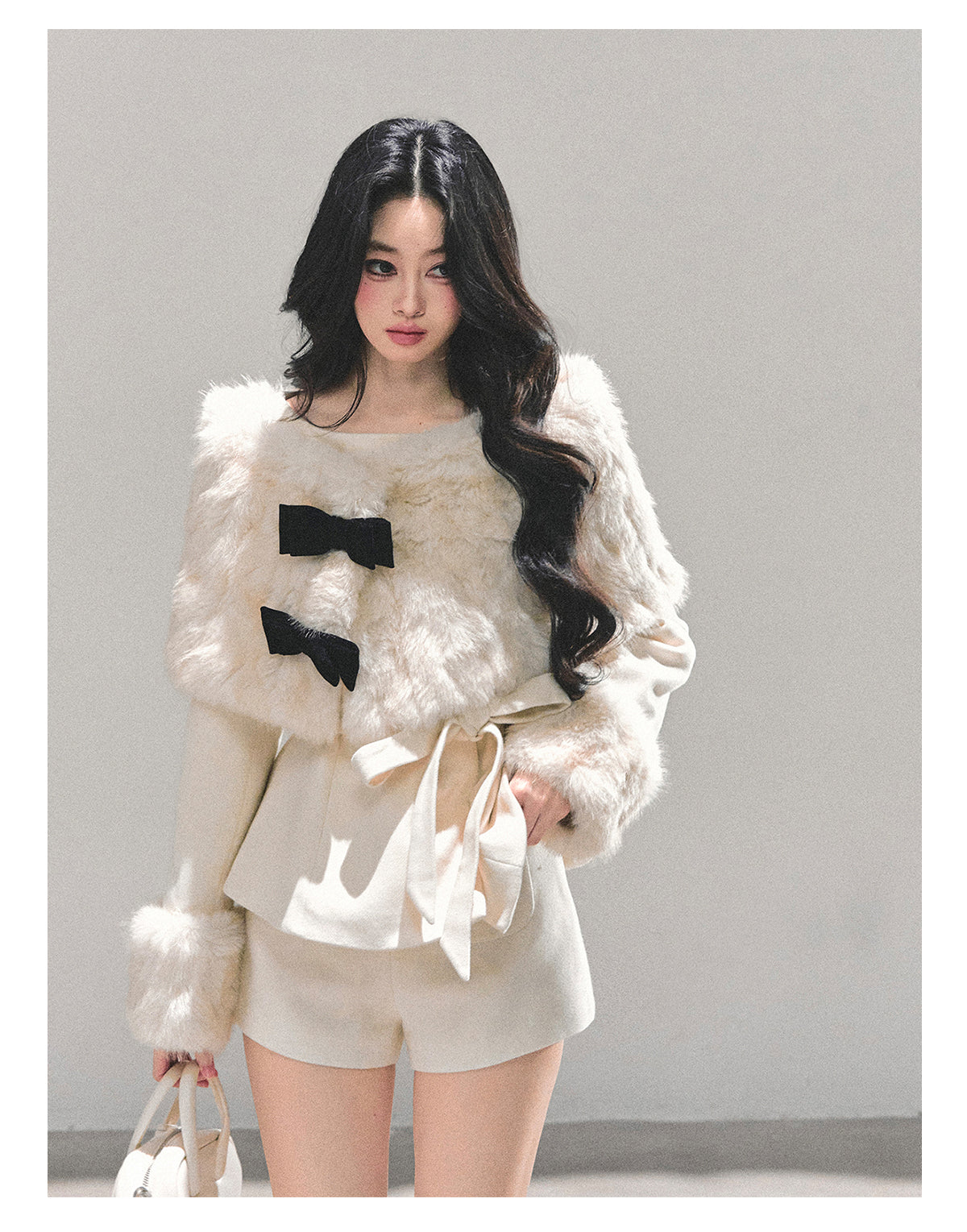 SHAOYEYAN Women's "Through Her Dreams" Luxury Winter Coat, Cloak and Shorts Trio Set