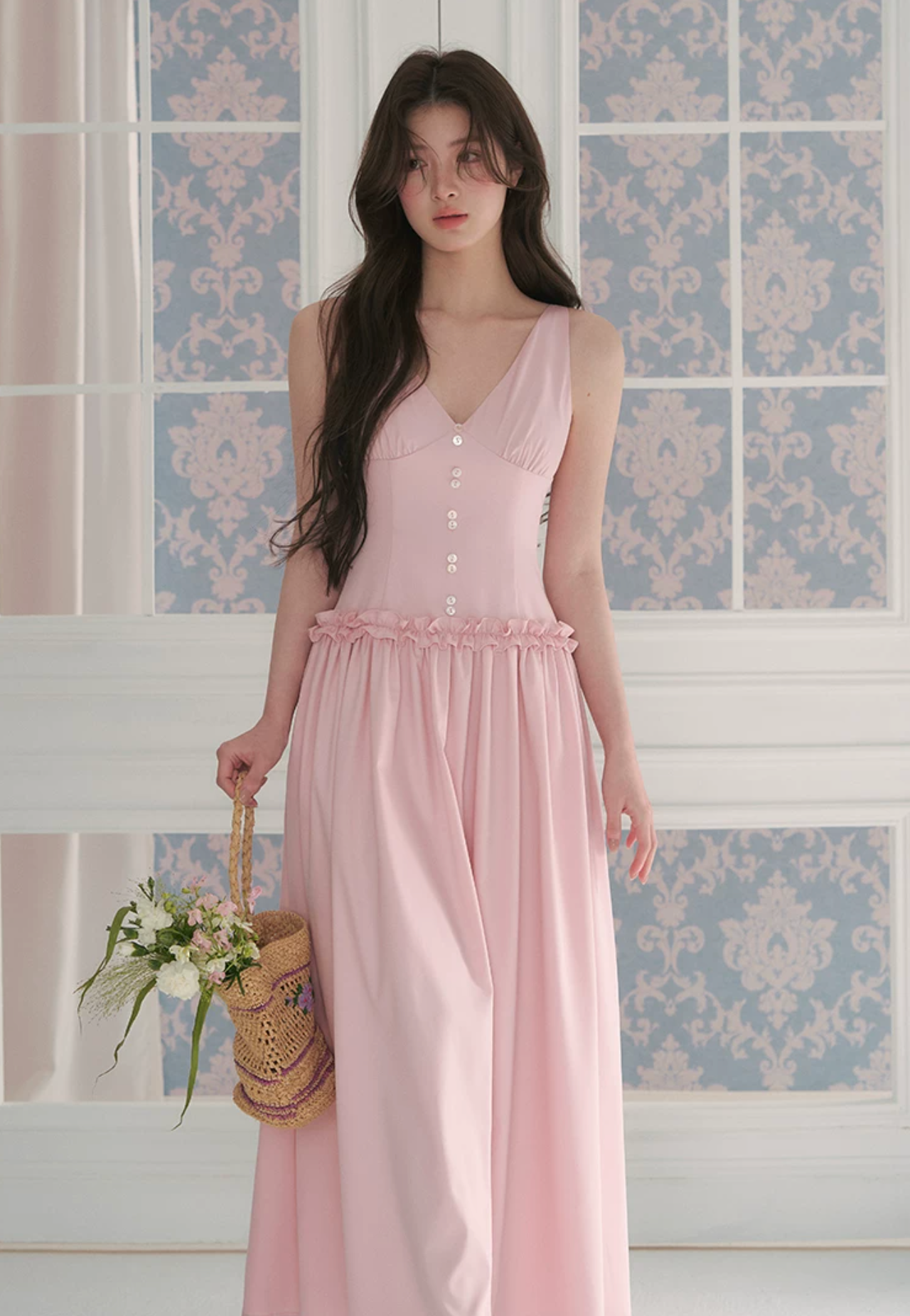 LaluneDuCiel Romantic loose-fitting Afro dress with cherry blossom pattern - Modal summer vacation dress
