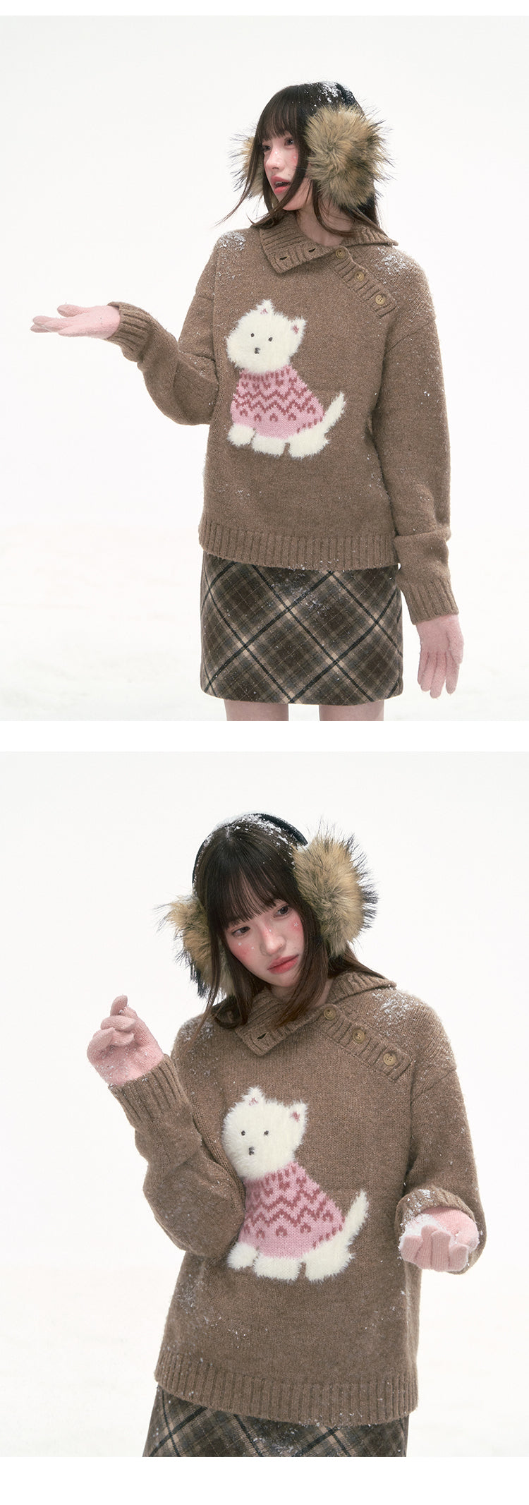 CANSTORE Women's New Winter Loose Puppy Knitted Sweater 'Cocoa Mousse'