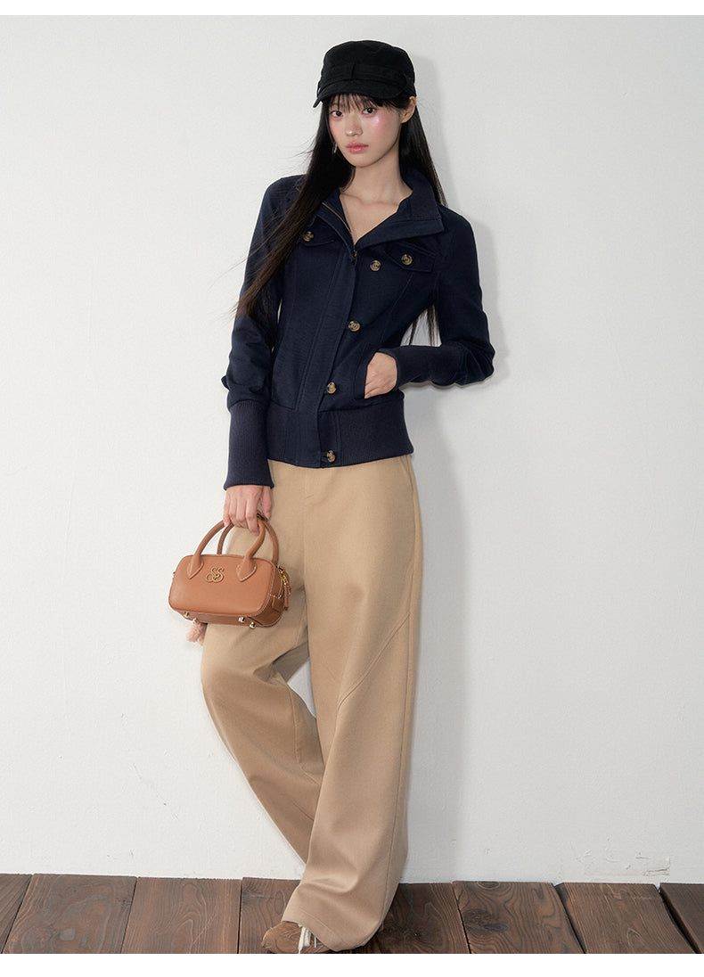 Soote Season Korean Style Turtleneck Zipper Slim Fit Jacket