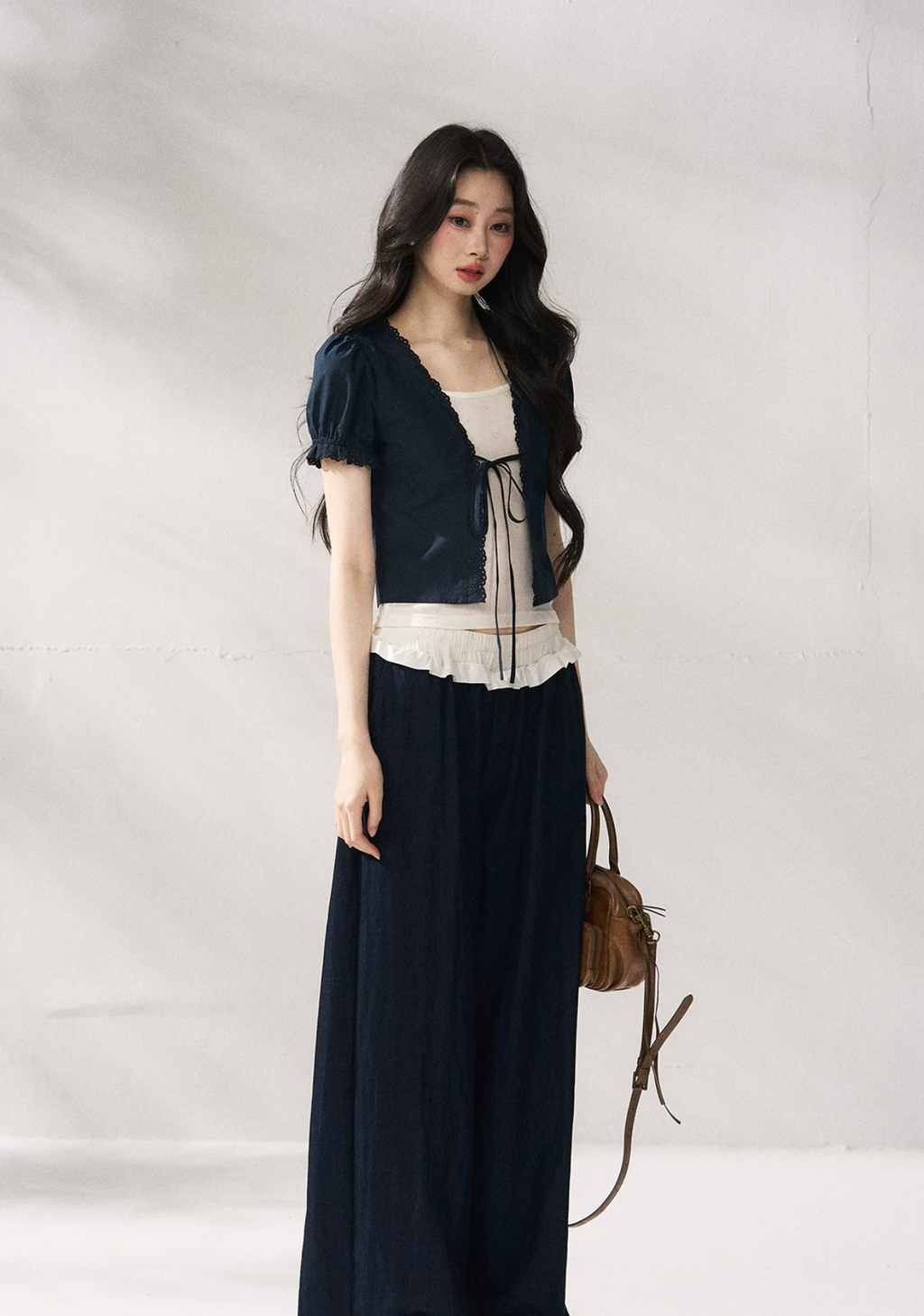 7SHIFTIN High-waisted wide-leg pants with unique design, new summer style, flattering wide-leg pants, natural solid color