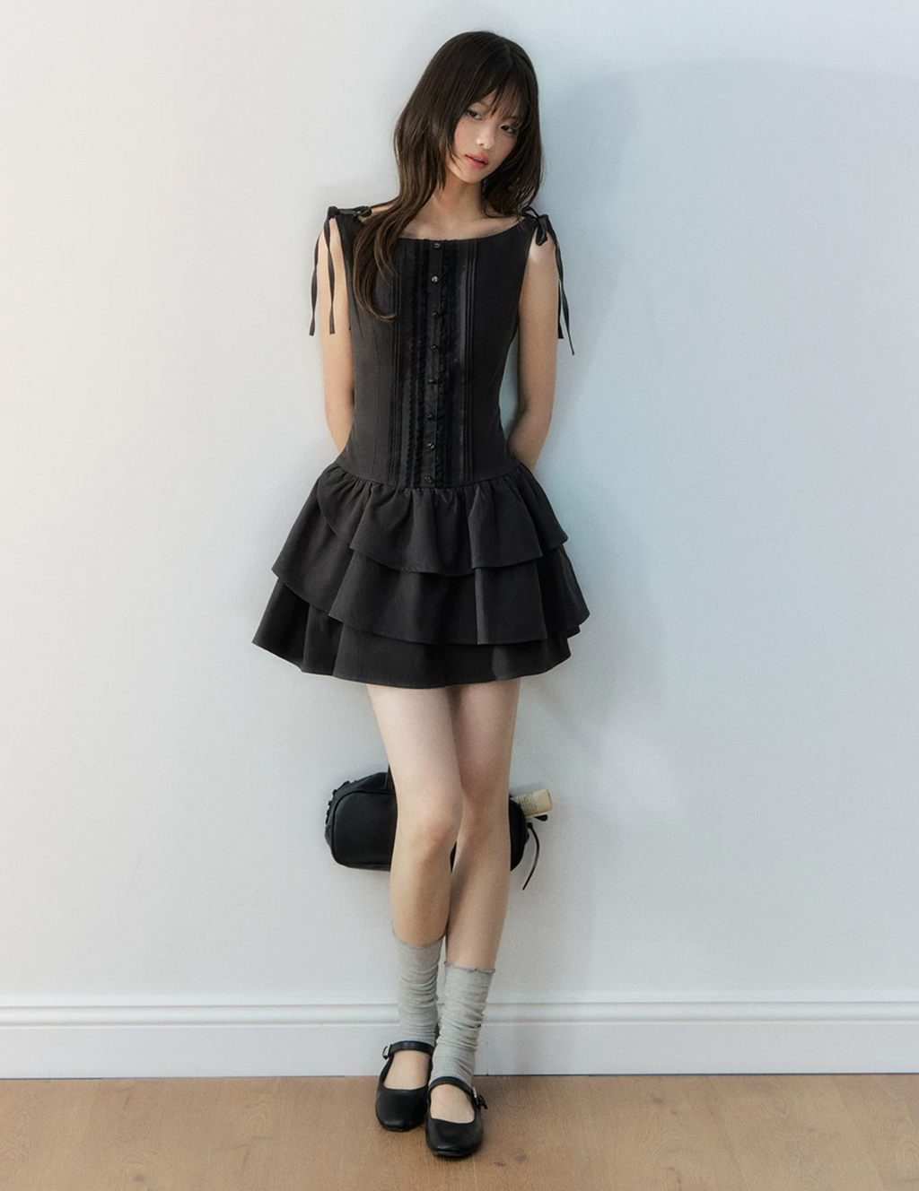 Soote Season Sleeveless puffy dress with flared waist, petal hem, Lyocell material, original design by.