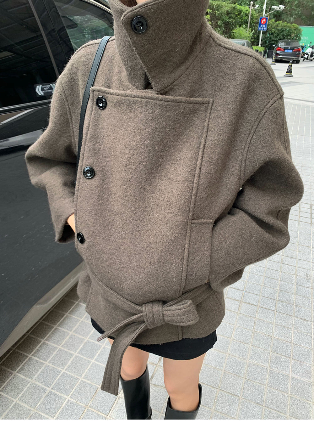 XZICHIC continues the classic style of Kim Min-hee wool coat, women's winter coat, size 57 (wool and alpaca wool).