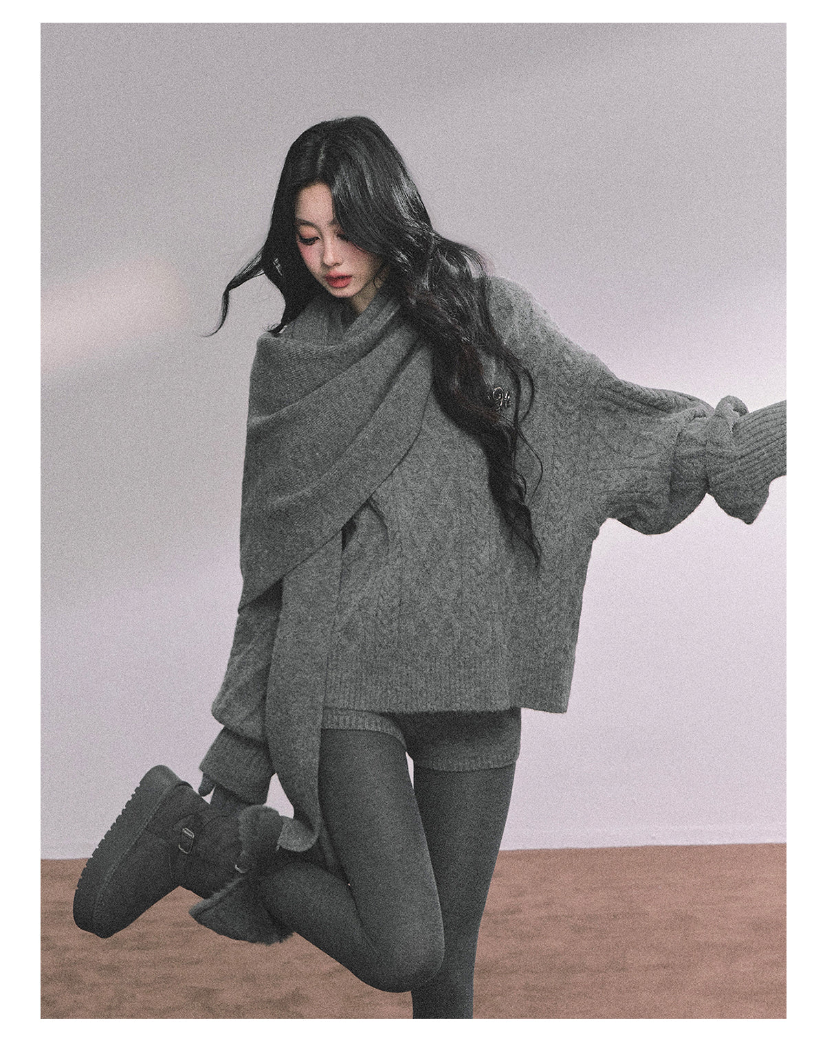 SHAOYEYAN Women's Korean Style "Zurich Student" Winter Cable Knitted Sweater Three-piece Set