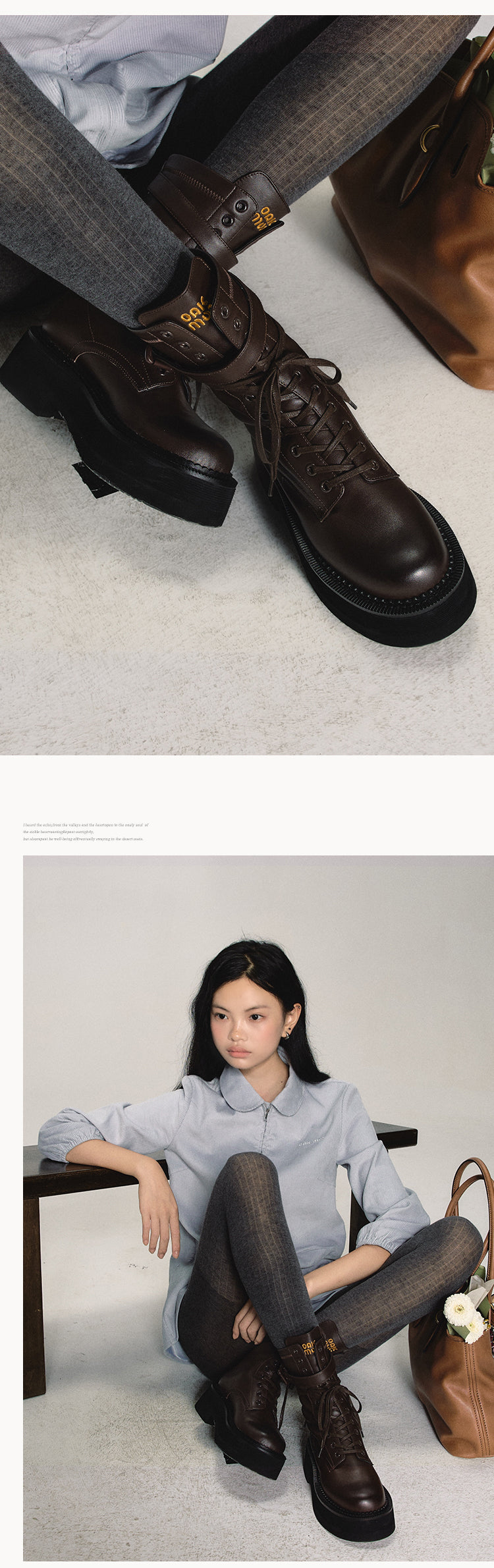 Brown cowhide high top boots with back buckle 6cm high