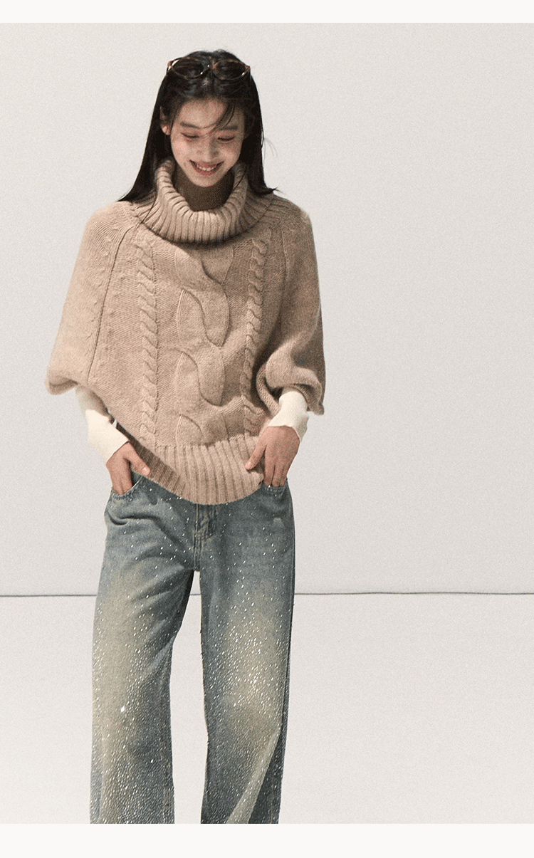 Oakmoo "Full Moon Changes" Thick Rope Knit Sweater