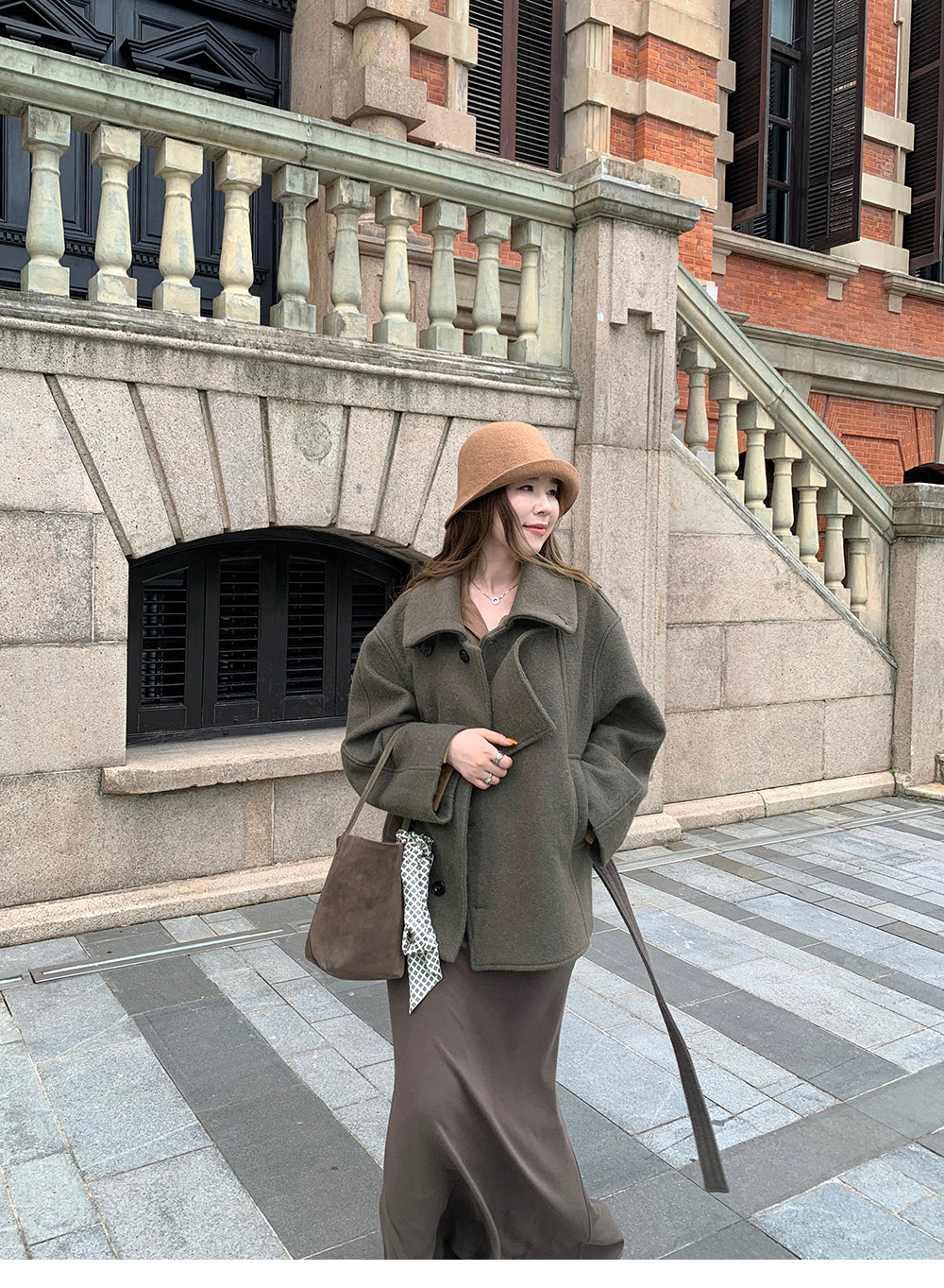 XZICHIC continues the classic style of Kim Min-hee wool coat, women's winter coat, size 57 (wool and alpaca wool).