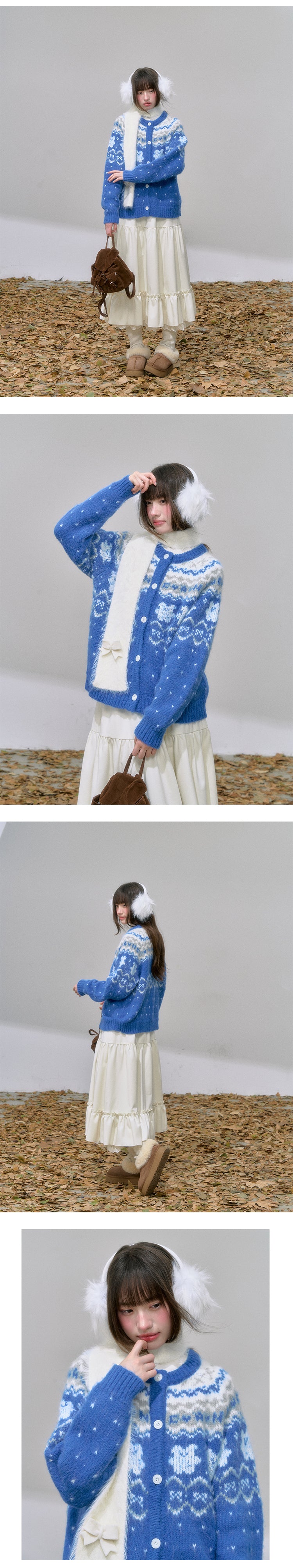 CANSTORE Canned Goods Store 'Island Blue Dream' Winter Color Block Fair Isle Raglan Knit Sweater