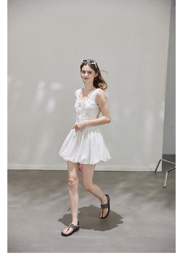 "Misty Summer" Sleeveless floral dress for women, Callmelater floral lace tutu dress