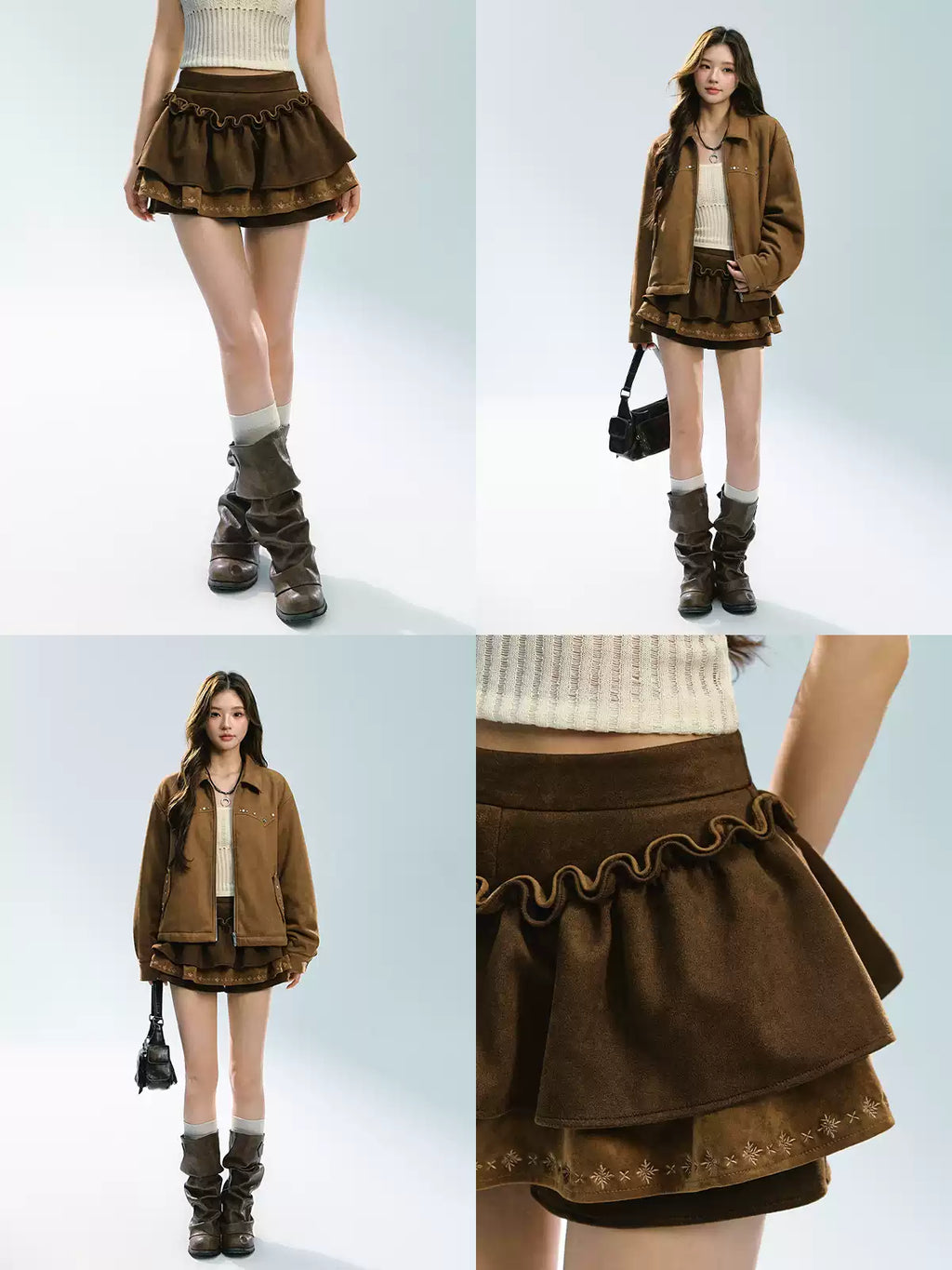 ABLUEBERRY Merlad Women's High Waisted Midi Dress, Autumn Design, Ruffled Tulle Skirt, Classic Short Skirt