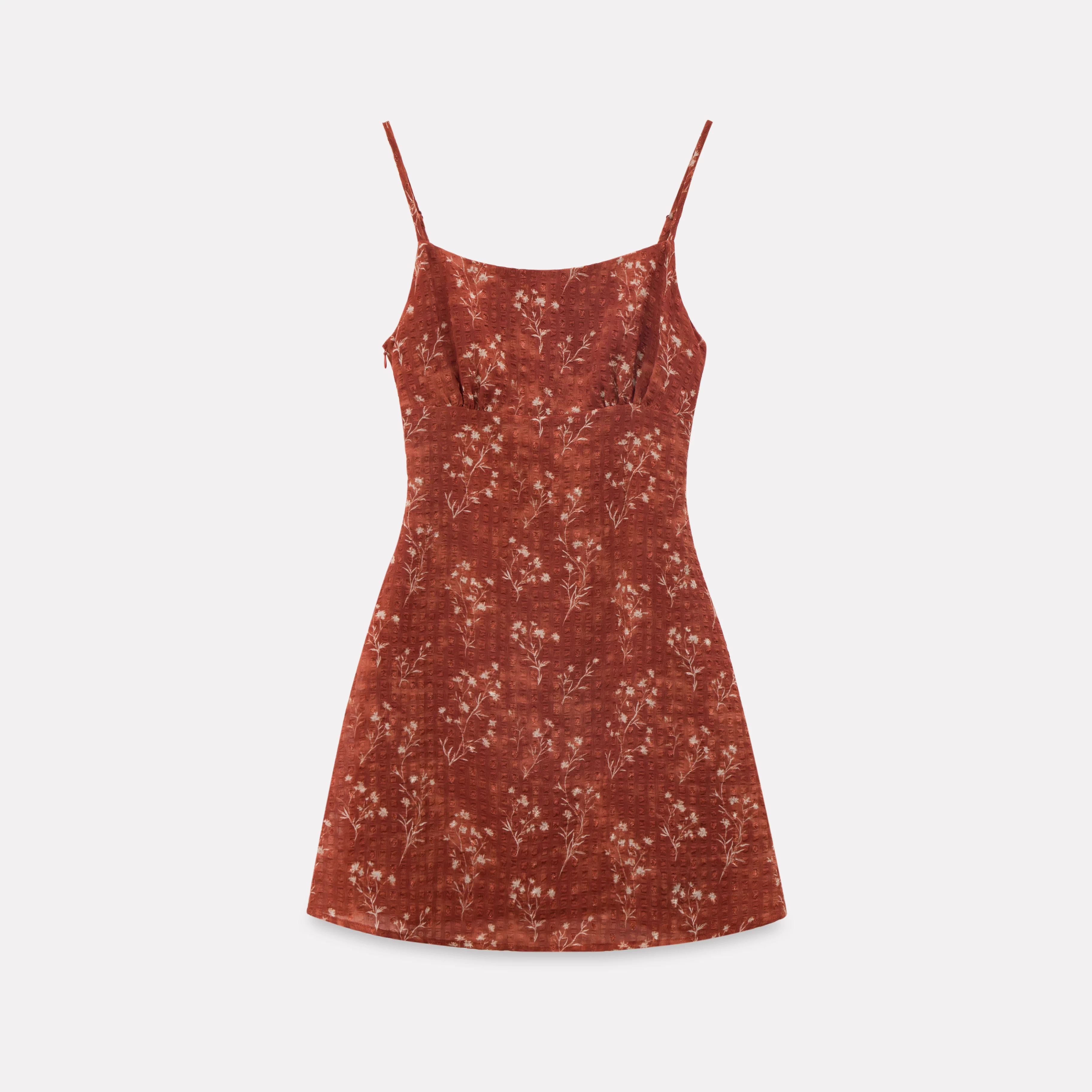 EGGKA Red French maxi dress with floral print, patterned woven fabric, A-line shape helps slim the figure