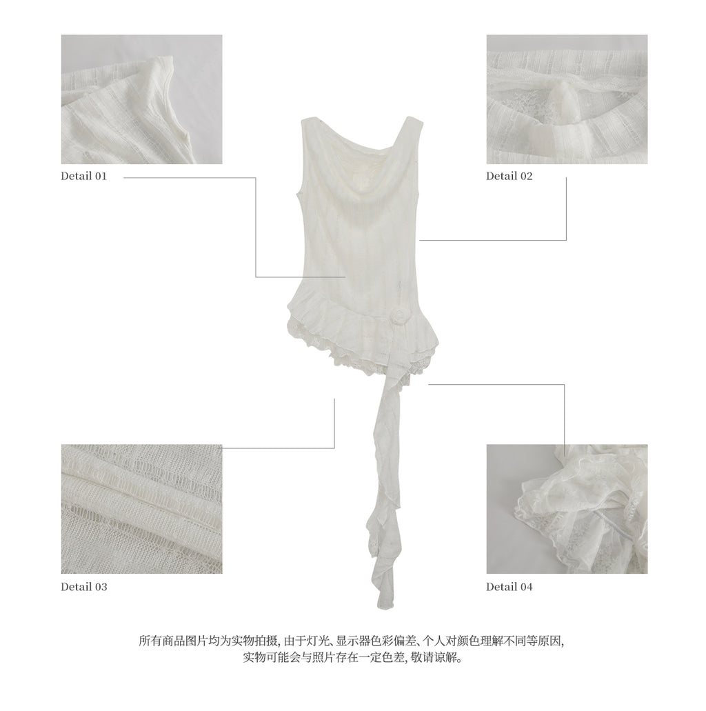 WEEKENDHUB Women's White French Lace Top, High-end Summer Off-the-Shoulder Short Sleeve Design with Asymmetrical Shoulders