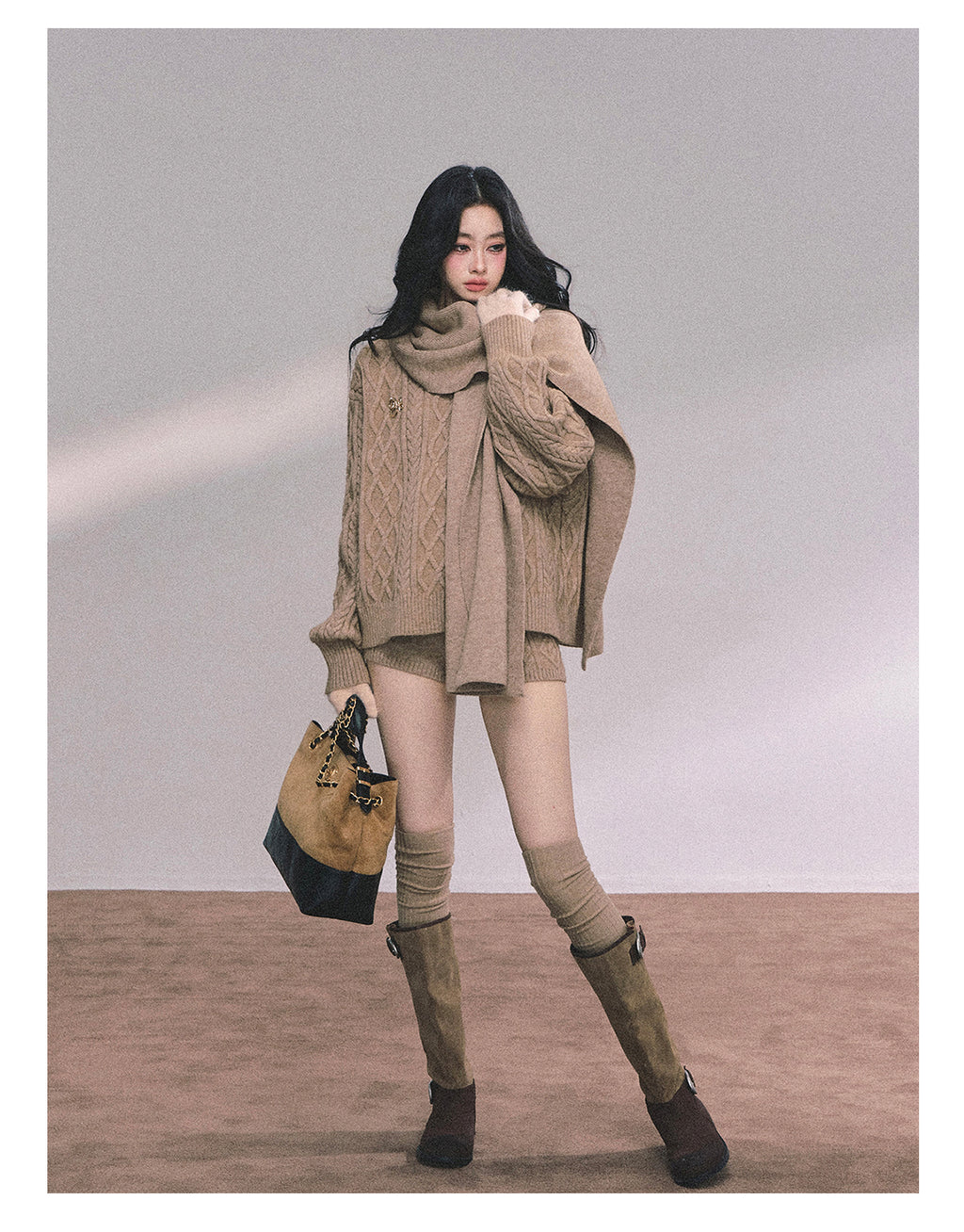 SHAOYEYAN Women's Korean Style "Zurich Student" Winter Cable Knitted Sweater Three-piece Set