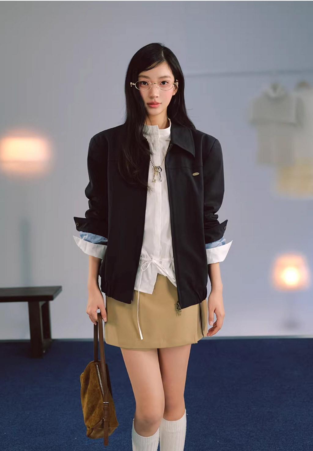 LaluneDuCiel High quality women's jacket made of pure cotton, simple, classic design, with shoulder pads