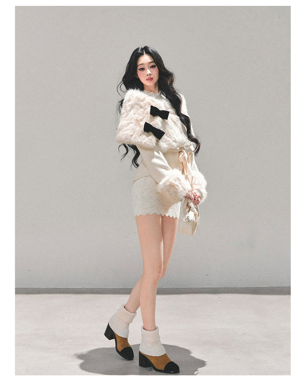 SHAOYEYAN Women's "Through Her Dreams" Luxury Winter Coat, Cloak and Shorts Trio Set