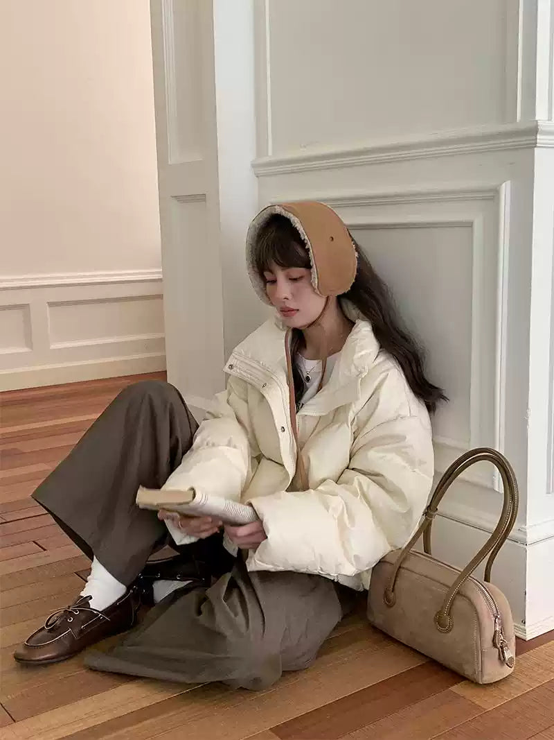 Zhang Yuanying style women's fleece earmuffs, perfect for cycling, warm and comfortable in winter.