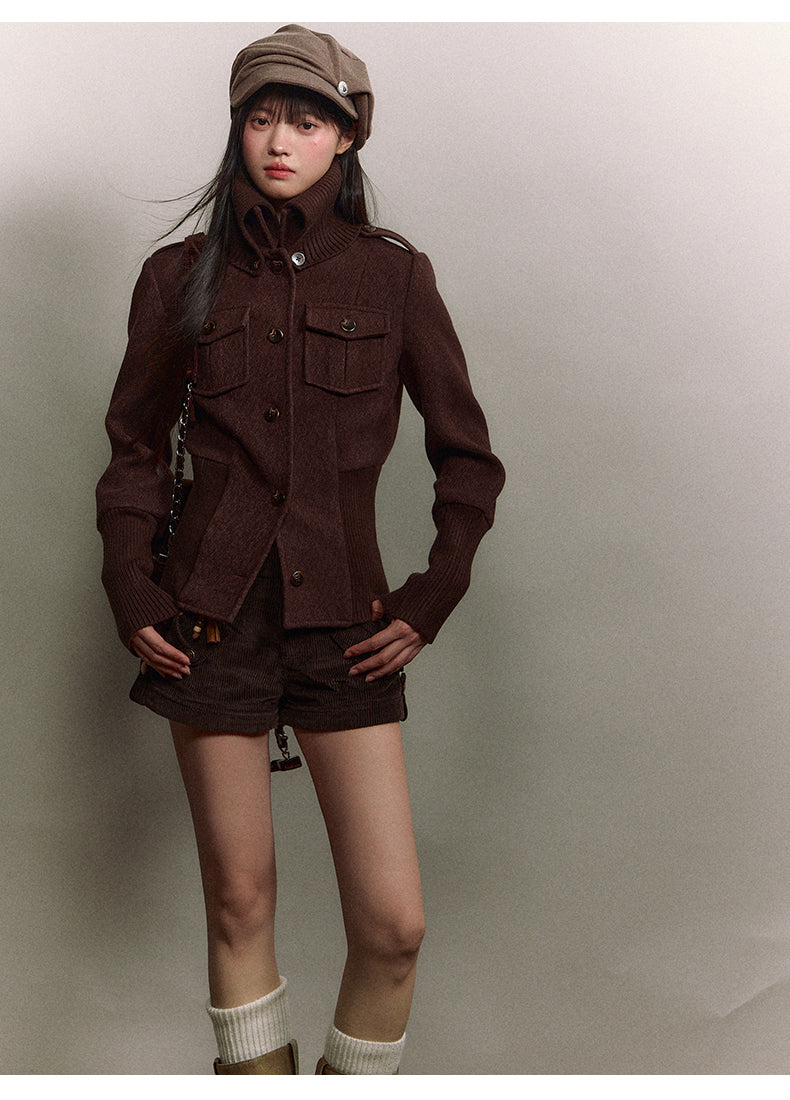 Soote Season Original Classic High Waisted Corduroy Cropped Coat
