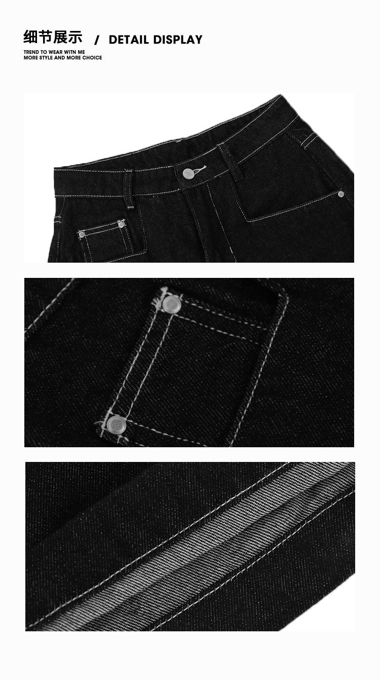 Acestudios Black Low Rise Wide Leg Jeans