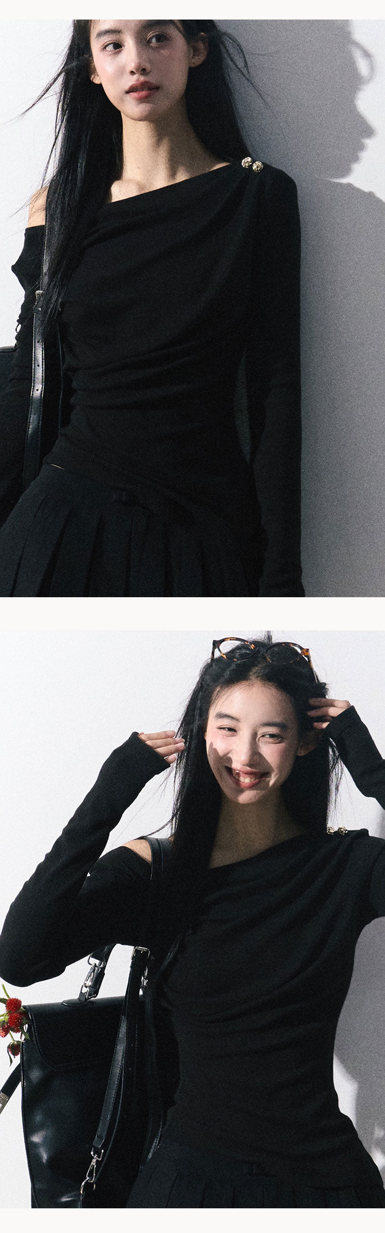 OAKMOO "Let Love Flow" Classic Gray Low-Waist Pleated Skirt for College Girls (Sale)