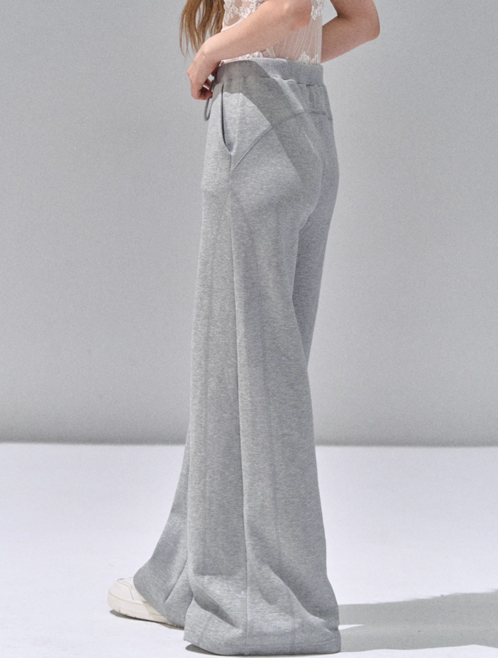 RECOIN R1C Women's Gray Drawstring High Waist Straight Leg Sweatpants, New Style Autumn/Winter 2025 Sports Pants/Pants