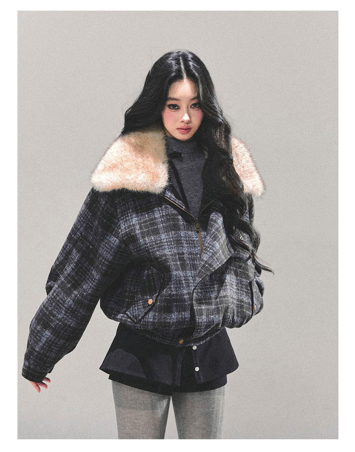 SHAOYEYAN Aomalm Women's Hepburn "She's Not as Dazzling as Fireworks" Thick Plaid Quilted Coat Winter Loose Coat