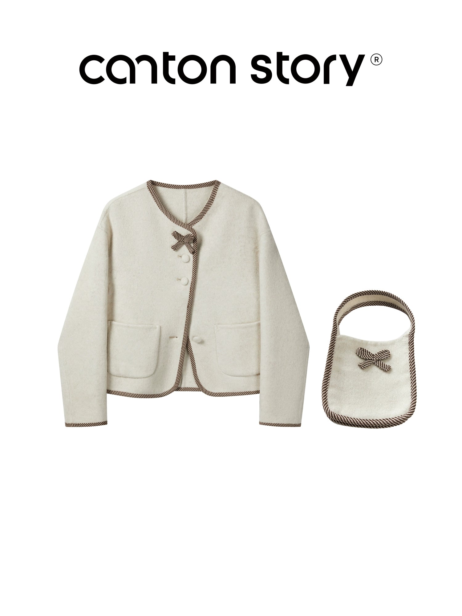 CANTONSTORY Yangcheng Story Korean style 70% wool double-sided wool coat for women winter new sweet (with handbag))