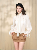 4MUGGLE Detachable chiffon long sleeve bell top with "Tassel Rhythm" pattern